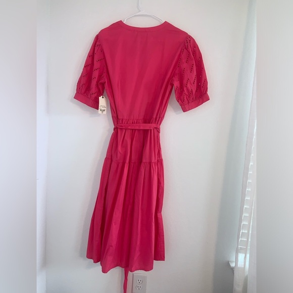 St. John’s Bay Eyelet Cap Sleeve Tiered Tie Dress Pink - Picture 8 of 15